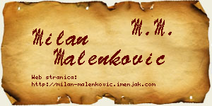 Milan Malenković vizit kartica